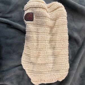 UGG Cream Cable Knit scarf with Leather Logo Patch